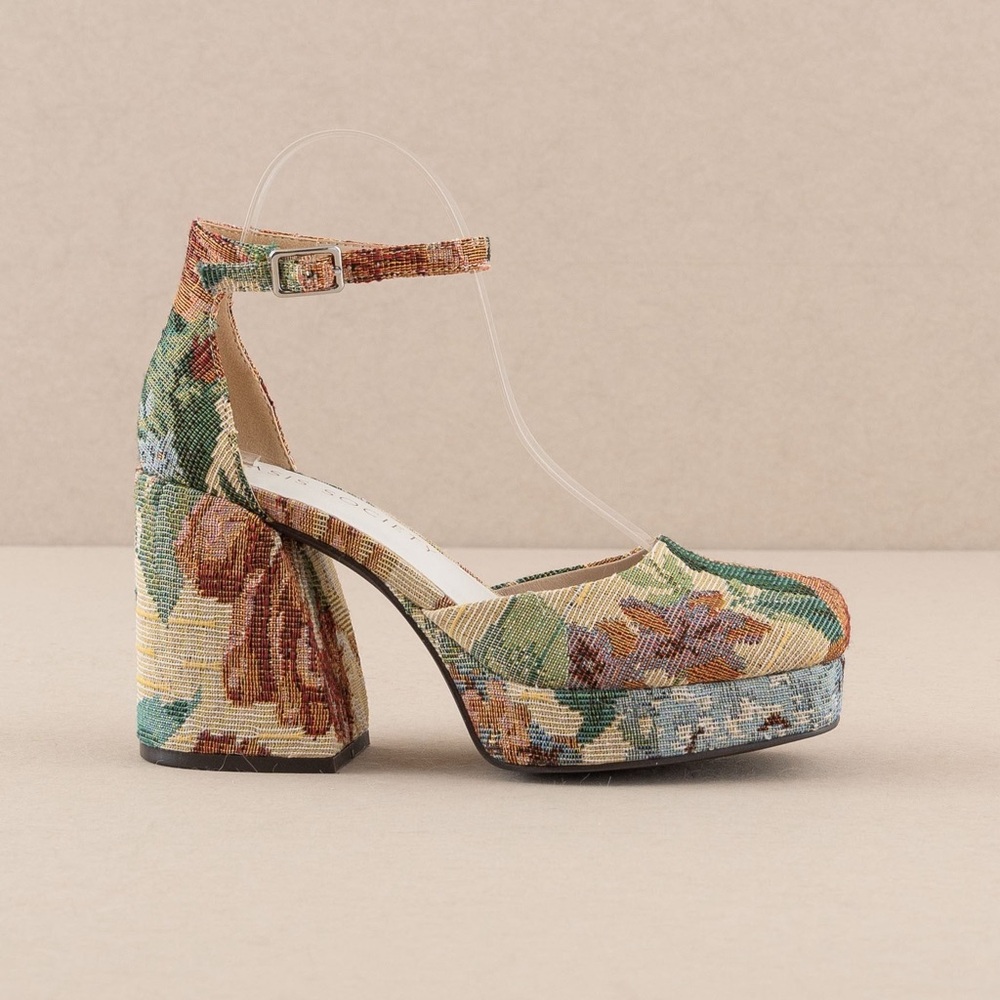 Oasis Floral Tapestry Heels - Picture 2 of 4